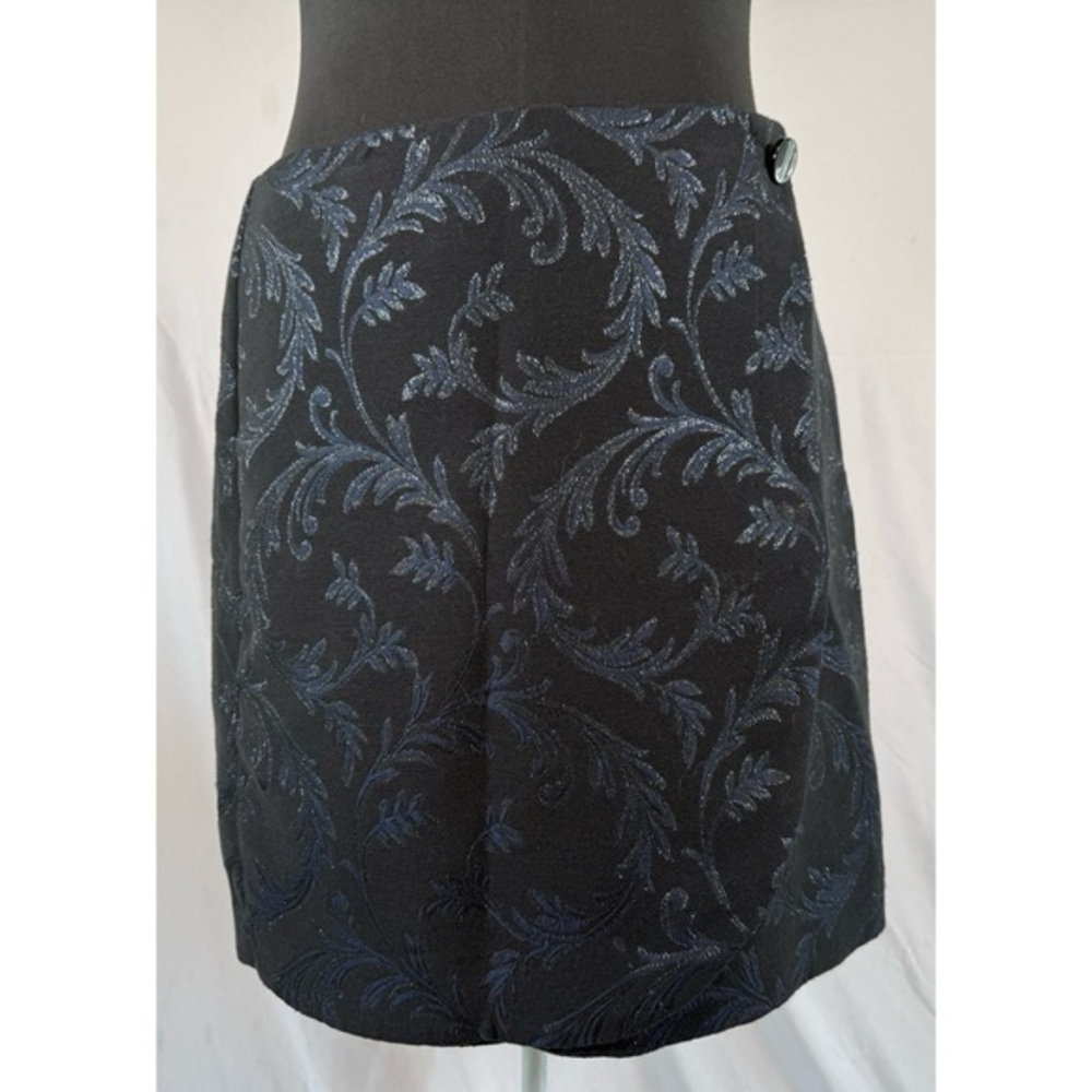 LOFT Black and Blue Floral Mini Skirt